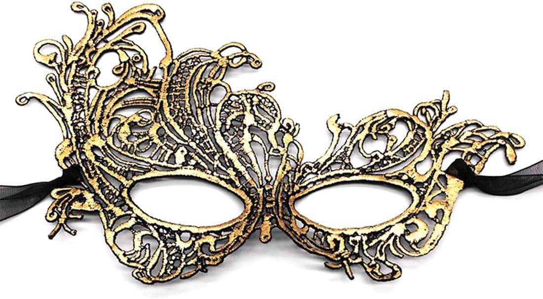 2 Pieces Masquerade Mask for Women Black Lace Mask for Masquerade Ball, Halloween Party