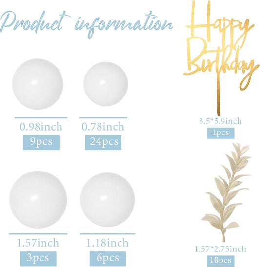 MIAHART Ball Cake Toppers Boho Grass Cake Topper Ball Cake Insert Decoration for Birthday Wedding Baby Shower Party Decorations Boho Themed Party Supplies (White)