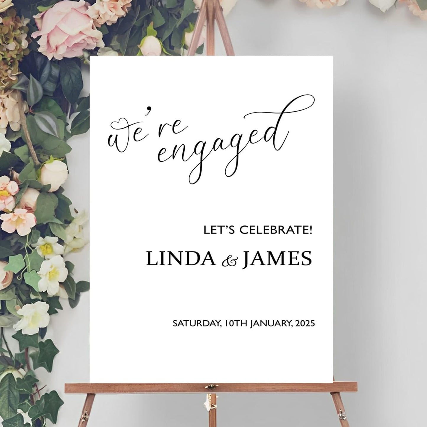 We're Engaged Sign - Let's Celebrate Yard Sign for Engagement Party - Welcome Sign and Decorations for Home Party