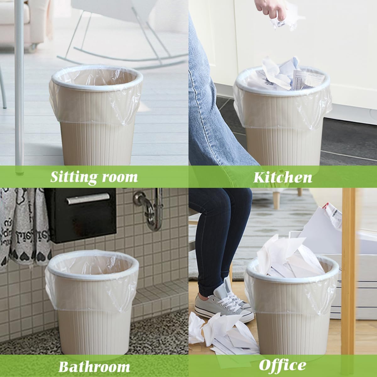 4 Gallon 2000 Counts Small Clear Trash Bag, for 1.6 Gallon 2 Gallon 3 Gallon 10 Liters 15 Liters Garbage Bags by Teivio, Bathroom Trash Can Bin Liners, Small Plastic Bags for home office kitchen