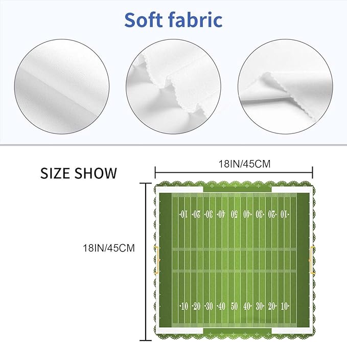 Yibeas Football Field Cloth Table Napkins Set of 4 A Grass Textured American Table Decoration Dinner Napkins for Kitchen 18 x 18 inch