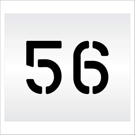 Pavement, Curb, and WheelStop Stencils - 6 inch Double Number Stencil - (56) - 6" x 9" x 1/8" (128 mil) - Pro-Grade