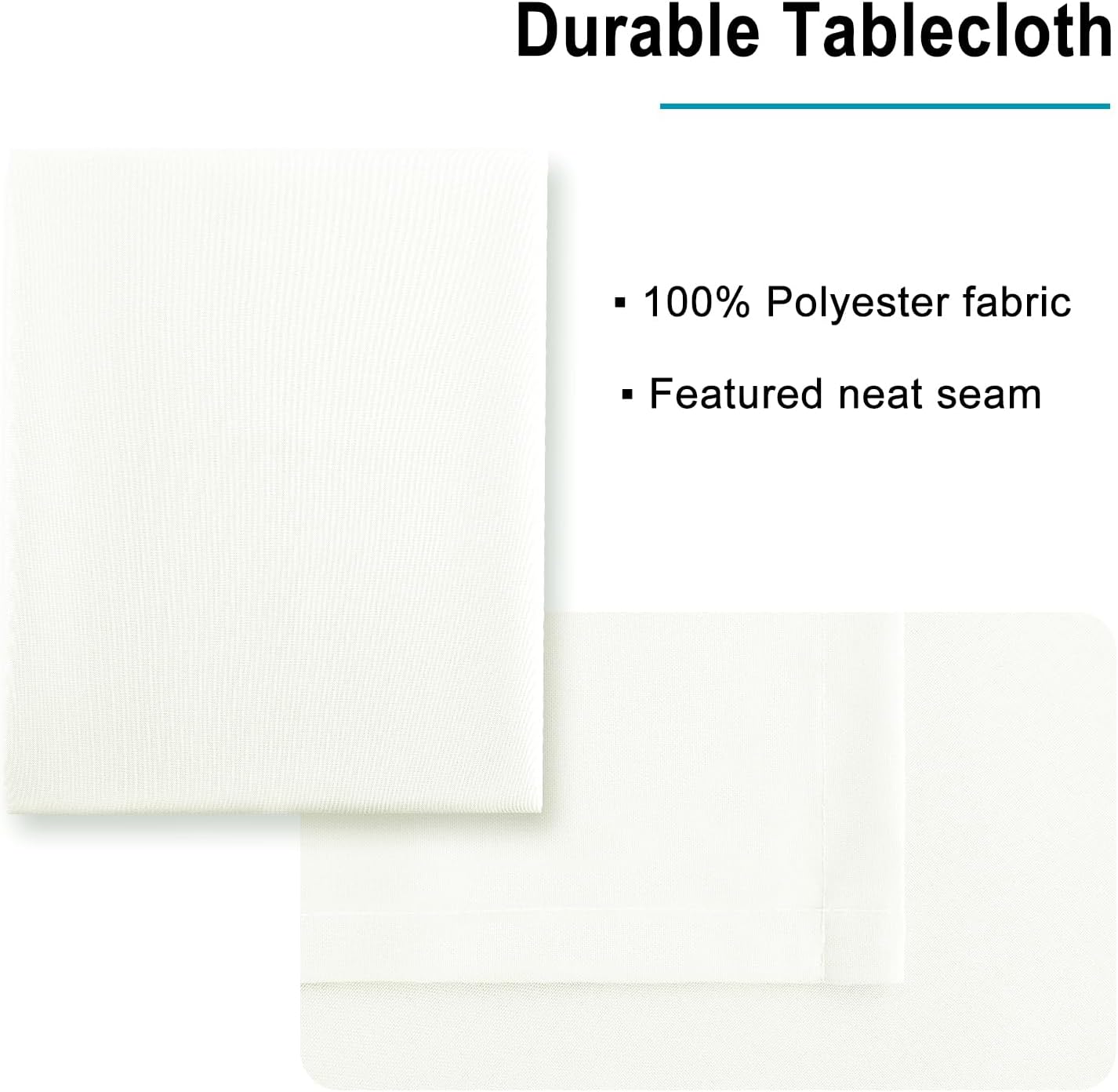 Hiasan Ivory Tablecloth for Rectangle Tables - Waterproof and Spillproof Washable Fabric Table Cloth for Dining Room Kitchen Party, 52 x 70 Inch