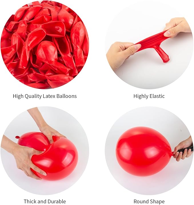 Red Balloons, 140pcs 18 12 10 5 Inch Different Sizes Pack Party Latex Balloons for Birthday Halloween Holiday Balloon Garland as Party Decorations