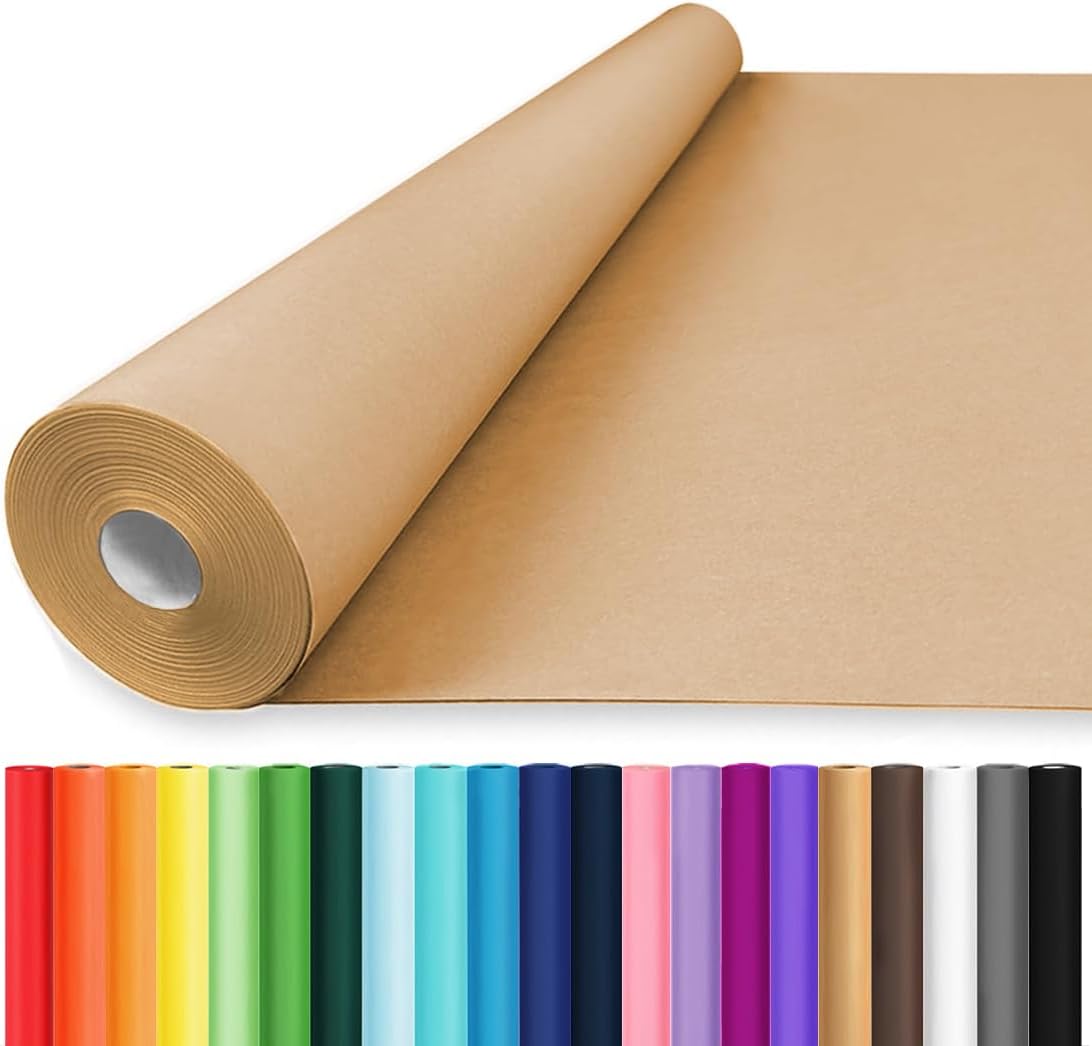 Vanhench 48"x 2400" (200') Brown Jumbo Roll Wrapping Paper, Kraft Craft Paper Roll for Bulletin Board Kids Arts Crafts Packing Shipping Poster Construction, Thanksgiving Christmas Wrapping Paper