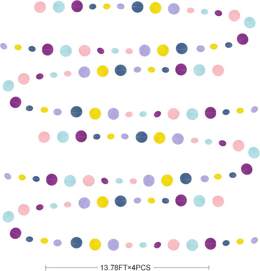 Oh Happy Day Decorations Navy Blue Yellow Purple Pink Boho Felt Circle Dot Garland Hanging Polka Dot Streamer for Classrooms Preschool Everyone is Welcome Homeschool Nursery Birthday Baby Shower Decor