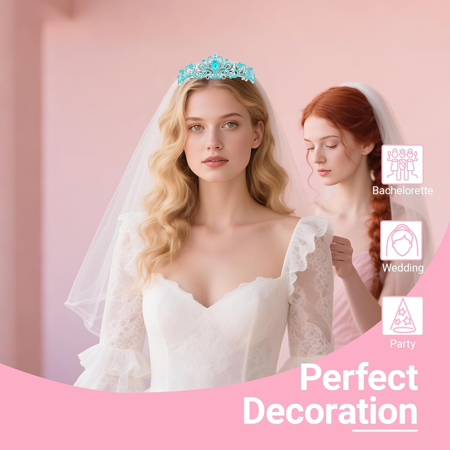 3Pcs Bride to Be Crown with Sash and Veil for Bachelorette Party Decorations, Bridal Shower Accessories for Gift, Favors