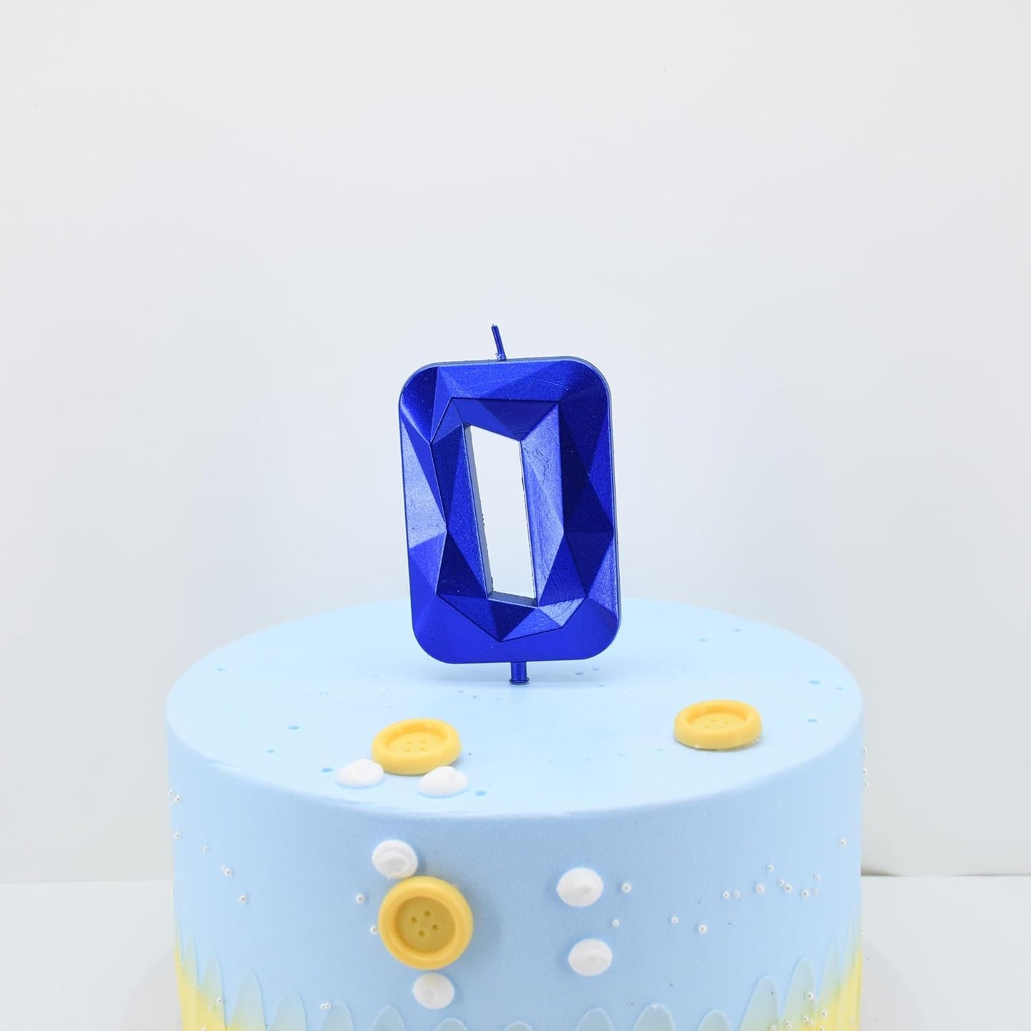 DERVENTA Large Birthday Candle Number 3D Blue 3.7 inch Party Celebration Anniversary Decoration Cake Topper 1 Piece (Number 0 Blue)