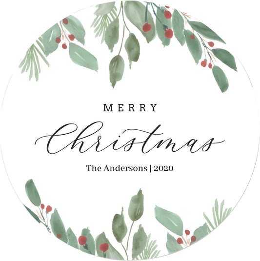 Custom Stickers for Weddings, Birthdays & Businesses - Personalized Labels with Your Logo - Waterproof, Fade and Heat Resistant - Pack of 100-1000 (Wreath F, 3 Inch)