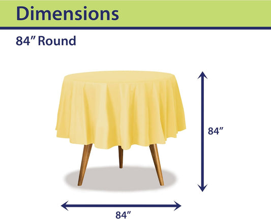 Yellow Disposable Plastic Tablecloth for Round Tables (36 Pack) Table Cloths for Parties, Events & Weddings, Indoors & Outdoors, 84 inches, Plastic Table Cover