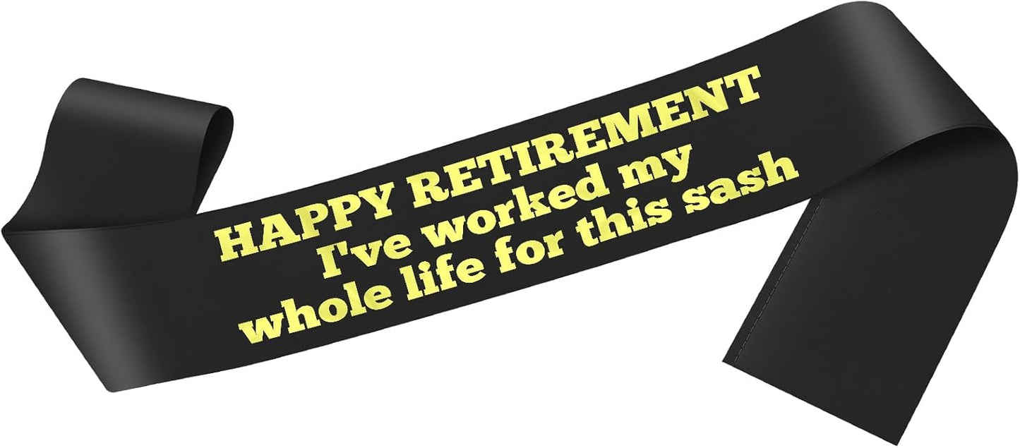 Retirement Sash Gift for Woman Men Retirement Party Decorations Funny Retired Gifts for Coworker Teacher Nurses Boss Friends Mom Grandma Retirees Black Retired Sash
