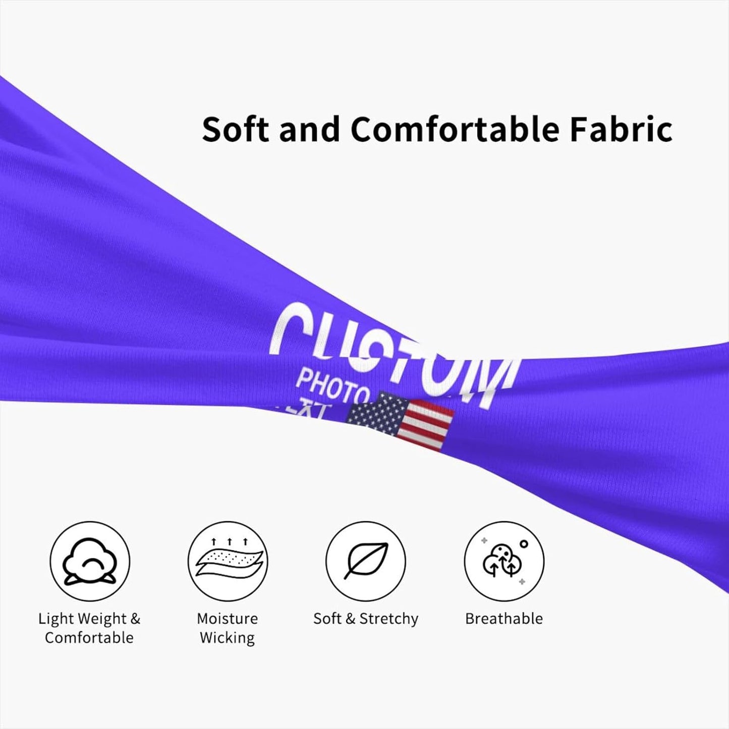 Custom Sports Headband Sweatband Bandana Add Your Photo Logo Text Number, Bulk Customized Unisex Sports Moisture Wicking Breathable Elastic