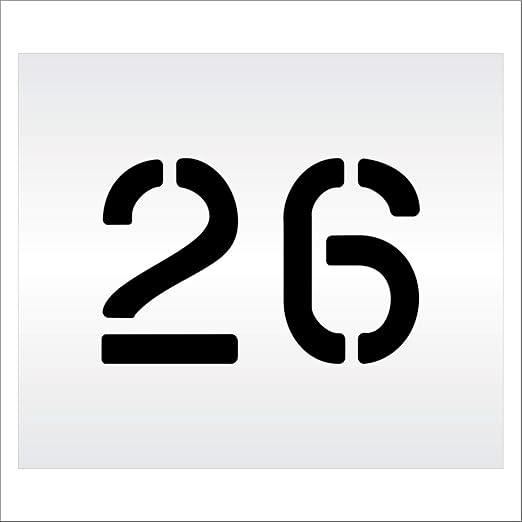 Pavement, Curb, and WheelStop Stencils - 6 inch Double Number Stencil - (26) - 6" x 9" x 1/16" (63 mil) - Light-Duty