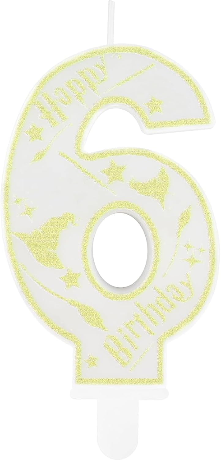 Magical Wizard Party Birthday Candles Number 6 Candle Cake Topper Wizard School Themed Happy 6th Birthday Cake Decorations for Boys Girls Kids Party Favors Supplies Decorations Gifts