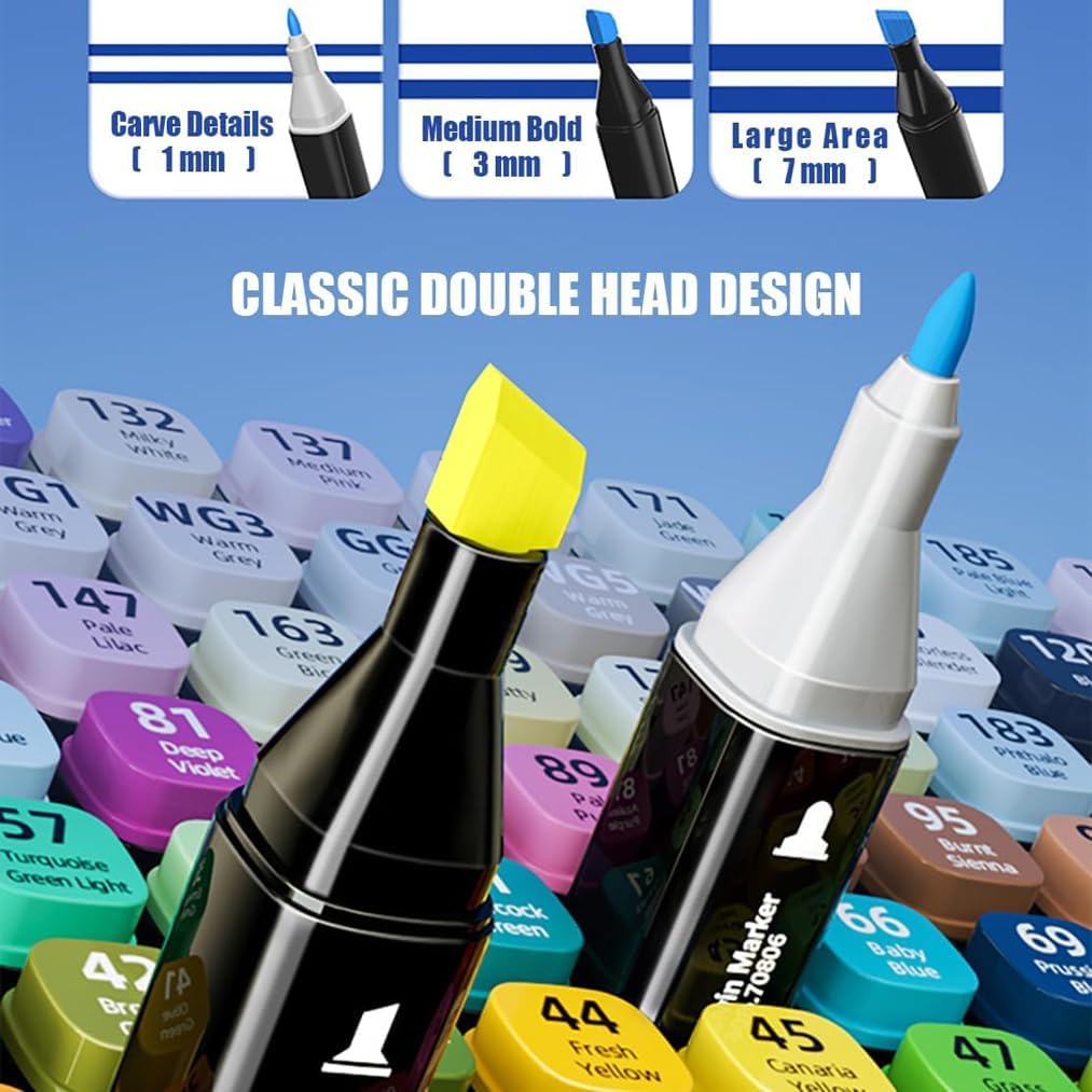 80 Colors Alcohol Markers Set Chisel & Fine Dual Tip for Adults Kids,Permanent Marker Pens with Organizing Case