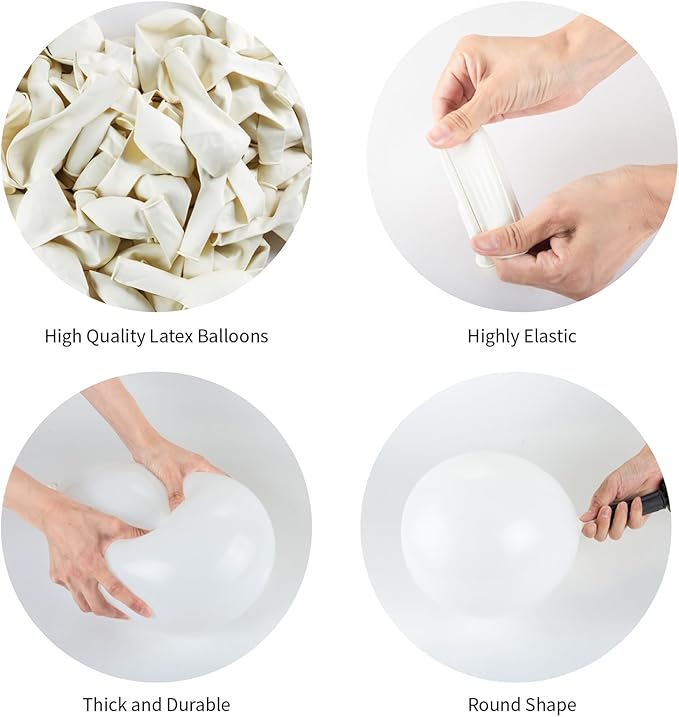 White Balloons, 140pcs 18 12 10 5 Inch Different Sizes Pack Party Latex Balloons for Birthday Halloween Holiday Balloon Garland as Party Decorations