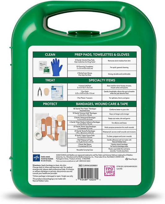 CURAD 175-Piece Complete First Aid Kit in Reusable Case, One
