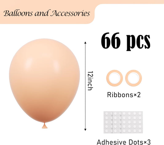 Pastel Orange Balloons, 66pack 12inch Peach Latex Party Balloons for Birthday Baby Shower Graduation Wedding Gender Reveal Anniversary Party Decorations
