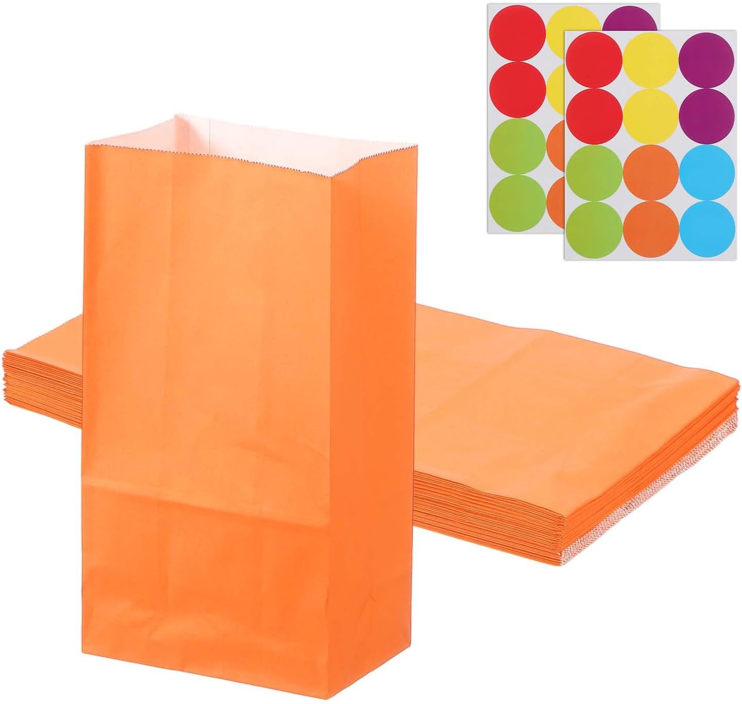 PATIKIL Party Favor Bag, 24 Pcs 5.1x3.1x9.4 Inch Medium Paper Candy Bags Gift Treat Celebration Halloween Goody Birthday Wedding Party with Stickers, Orange