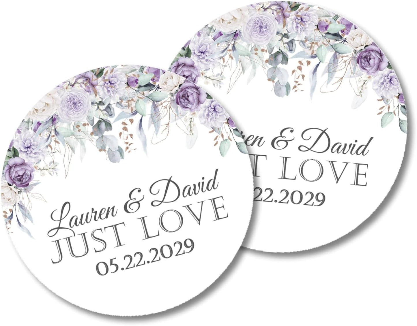 Lavender & Purple Rose Wedding Invitations, Boho Garden, Personalized, Set of 12 Invitations with Envelopes