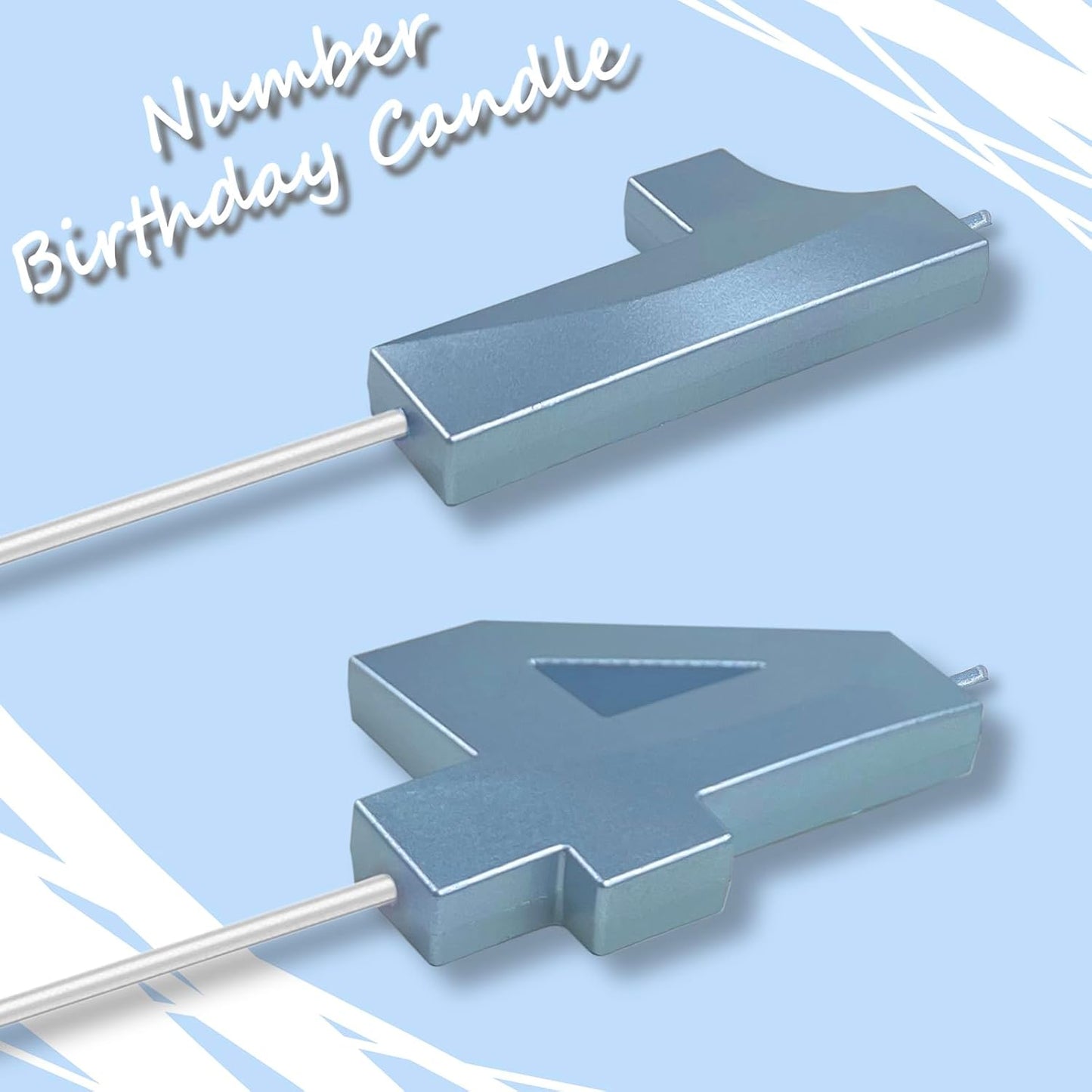 Blue Number 14 Candles, 3D Diamond 2.76 Inch Cake Topper Birthday Candles for Wedding Anniversary Cake Decorations, Happy Birthday Party Decorations