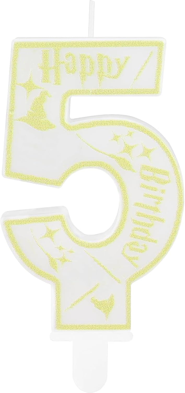 Magical Wizard Party Birthday Candles Number 5 Candle Cake Topper Wizard School Themed Happy 5th Birthday Cake Decorations for Boys Girls Kids Party Favors Supplies Decorations