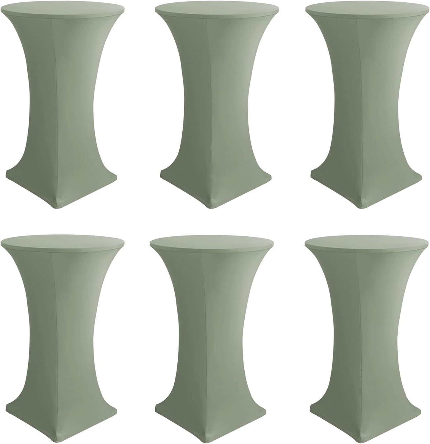 Cocktail Table Covers-Spandex Round High Top Table Cloths 6 Pack 32x43 Inch-Sage Stretch Fitted Bar Tall Tablecloth for Pub Bistro Highboy Party Event Banquet Height Folding Satnding Tables