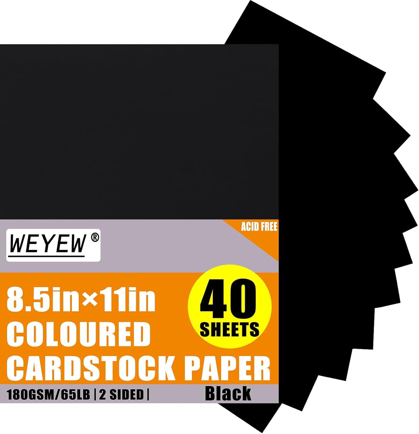 Black Cardstock 8.5 x 11 Thick Paper, 40 Sheets 65 LB/180 GSM, Cardstock Printer Paper for Invitations, Menus, Wedding, DIY Cards, Kids School Supplies
