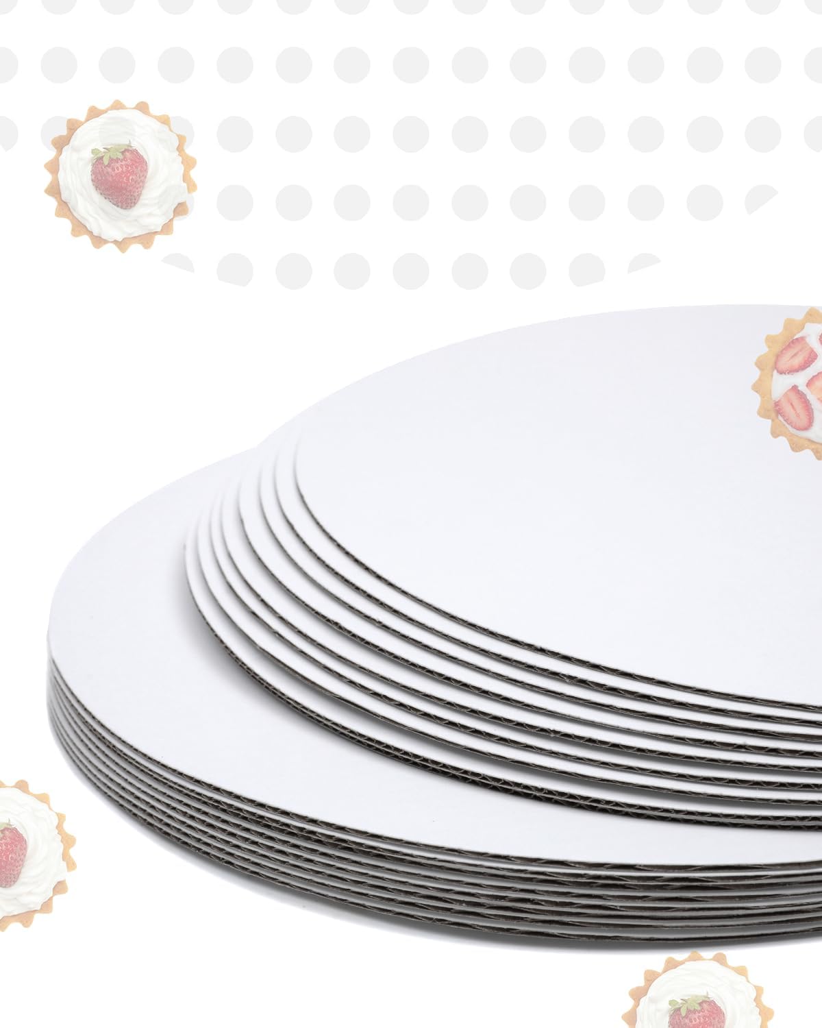 qiqee 13 Inch White Cake Boards Round 40-Packs Circles Rounds Base Food-Grade Cardboard Cake Plate（Thinner But Stronger）