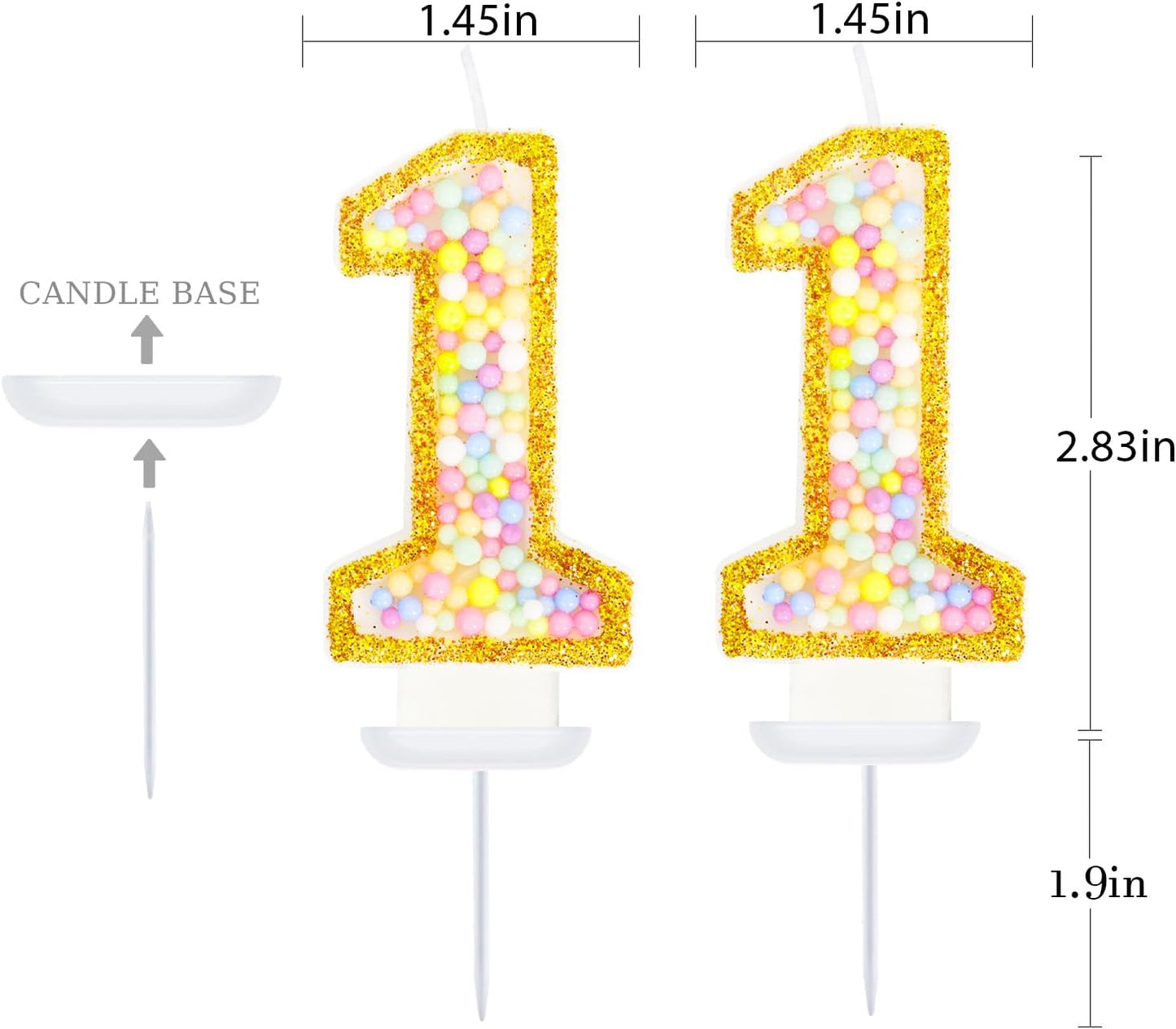 11th Birthday Candle for Cake, Colorful Macaron Numeral Candles for Boys/Girls, Birthday Party Cake Decorations, Golden Cake Topper for Birthday Party Supplies (Number 11)