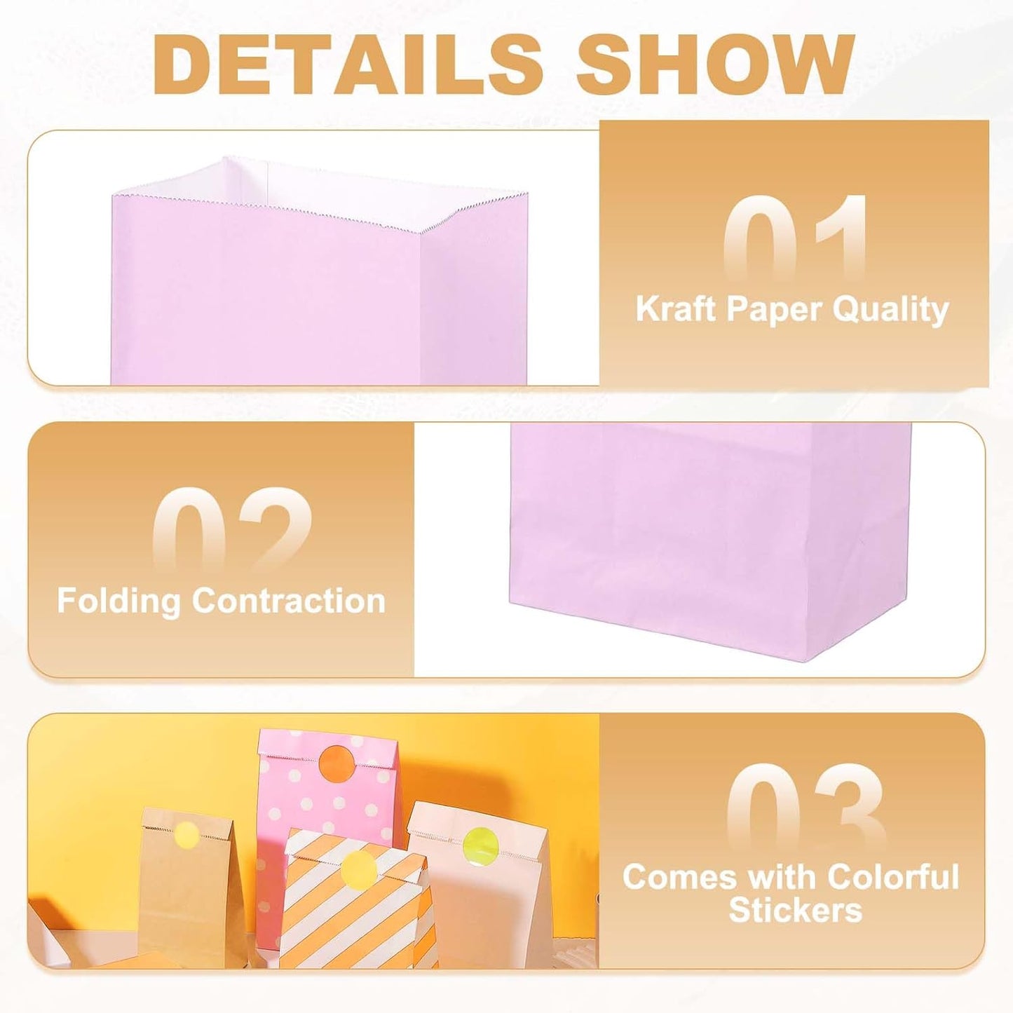 PATIKIL Party Favor Bag, 24 Pcs 5.1x3.1x9.4 Inch Medium Paper Candy Bags Gift Treat Celebration Halloween Goody Birthday Wedding Party with Stickers, Soft Purple