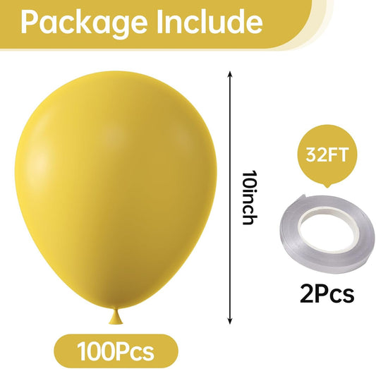 KALOR 10 Inch Lemon Yellow Balloons, 100 Pcs Latex Helium Balloons for Kid's Birthday Party Baby Shower Wedding Graduation Graduation Party Decorations