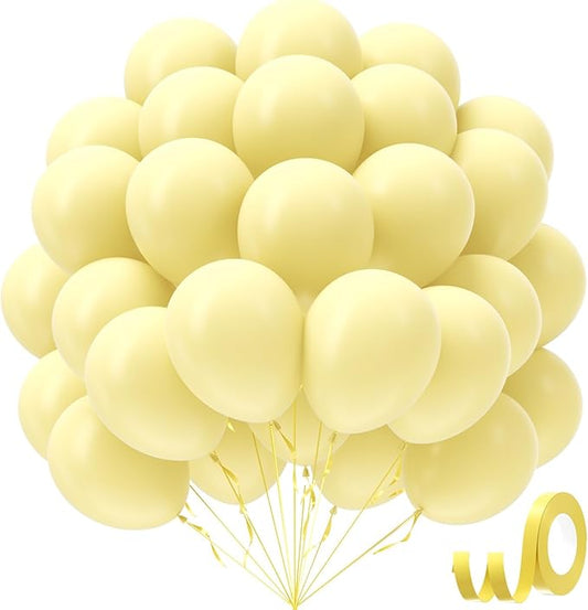 Pastel Yellow balloons 12 inch, Light Yellow Latex Balloons 50pcs Party Balloon for Gender Reveal Baby Shower Birthday Party Decorations