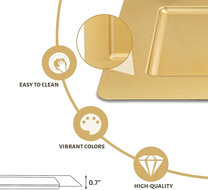 MAONAME Gold Charger Plates, Plastic Plate Chargers Set of 6, 13" Round Chargers for Dinner Plates, Decorative Table Charger for Wedding, Table Setting
