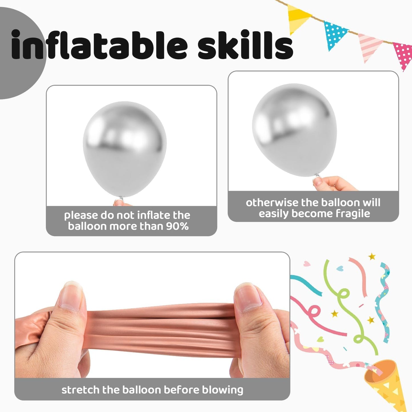 Labeol Silver Balloons Different Sizes 139PCS 18/12/10/5 Inch Balloon Garland Arch Kit Quality Latex Balloons Decorations for Party Birthday Graduation Wedding