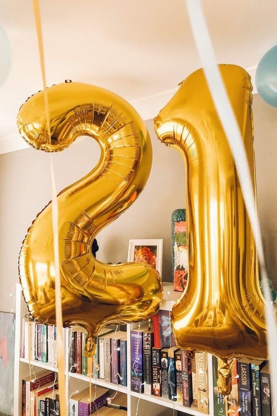 40 Inch Gold 1 Balloon for First Birthday, Gold One 1st Number Balloon Birthday Decorations, 10th 21st, Giant Number 1 Balloon