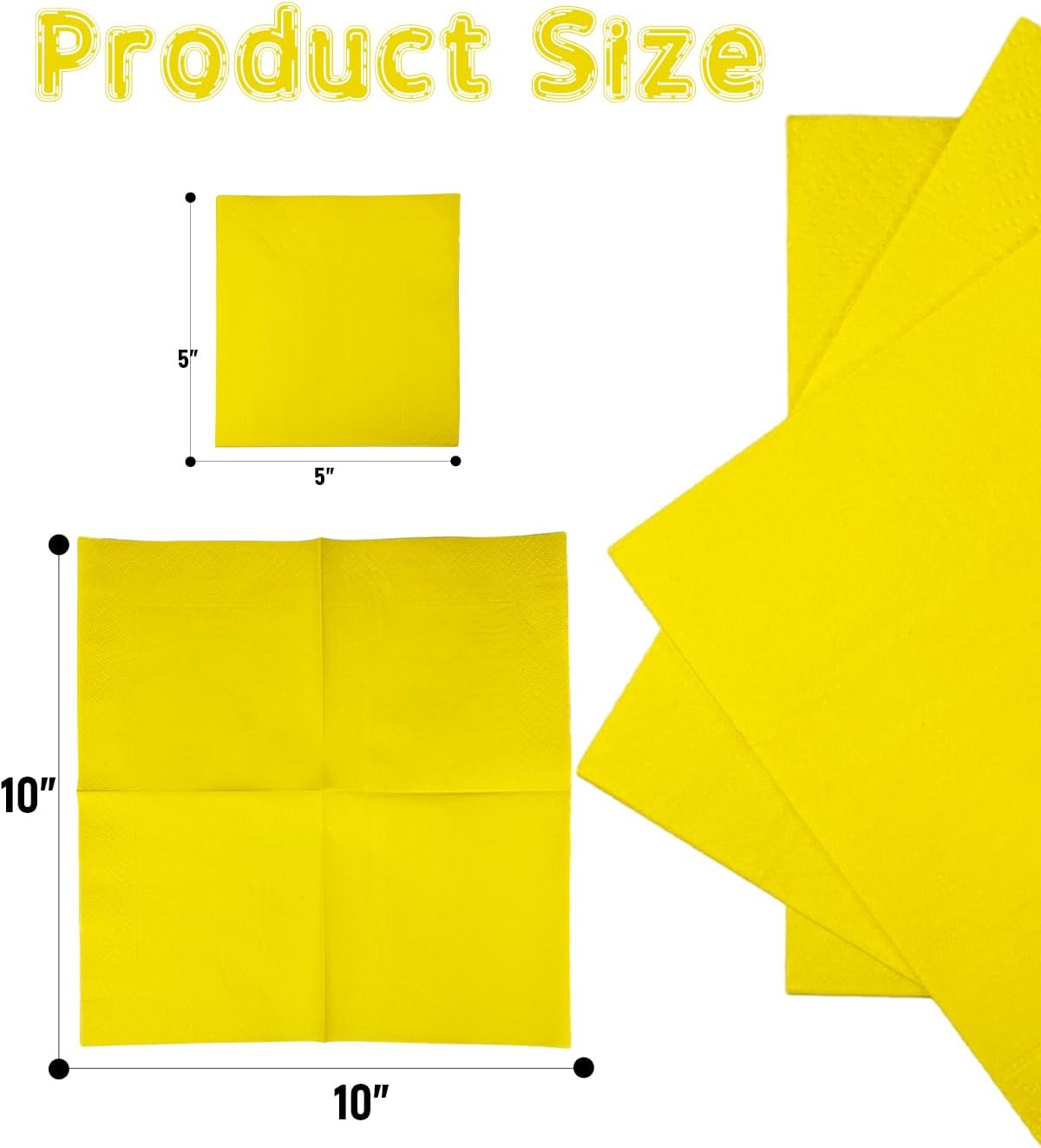Yellow Cocktail Napkins 5 * 5inch disposable Beverage Napkin paper for Cocktail, Wedding, Dinner，Birthday Party Dessert Wine Paper Napkins（ 120 Count）