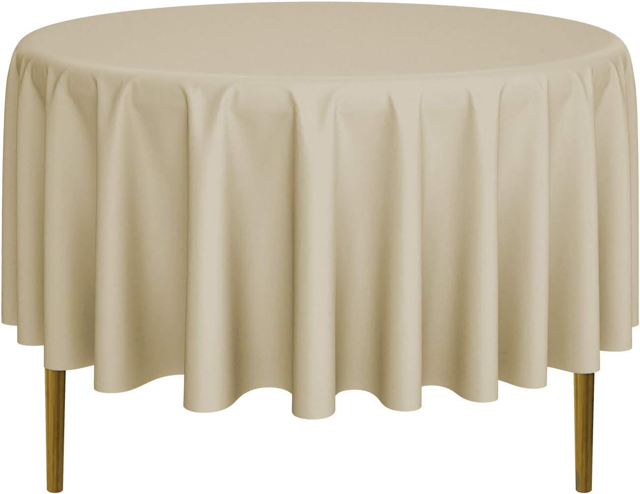 Lann's Linens - 90" Round Premium Tablecloth for Wedding/Banquet/Restaurant - Polyester Fabric Table Cloth - Beige