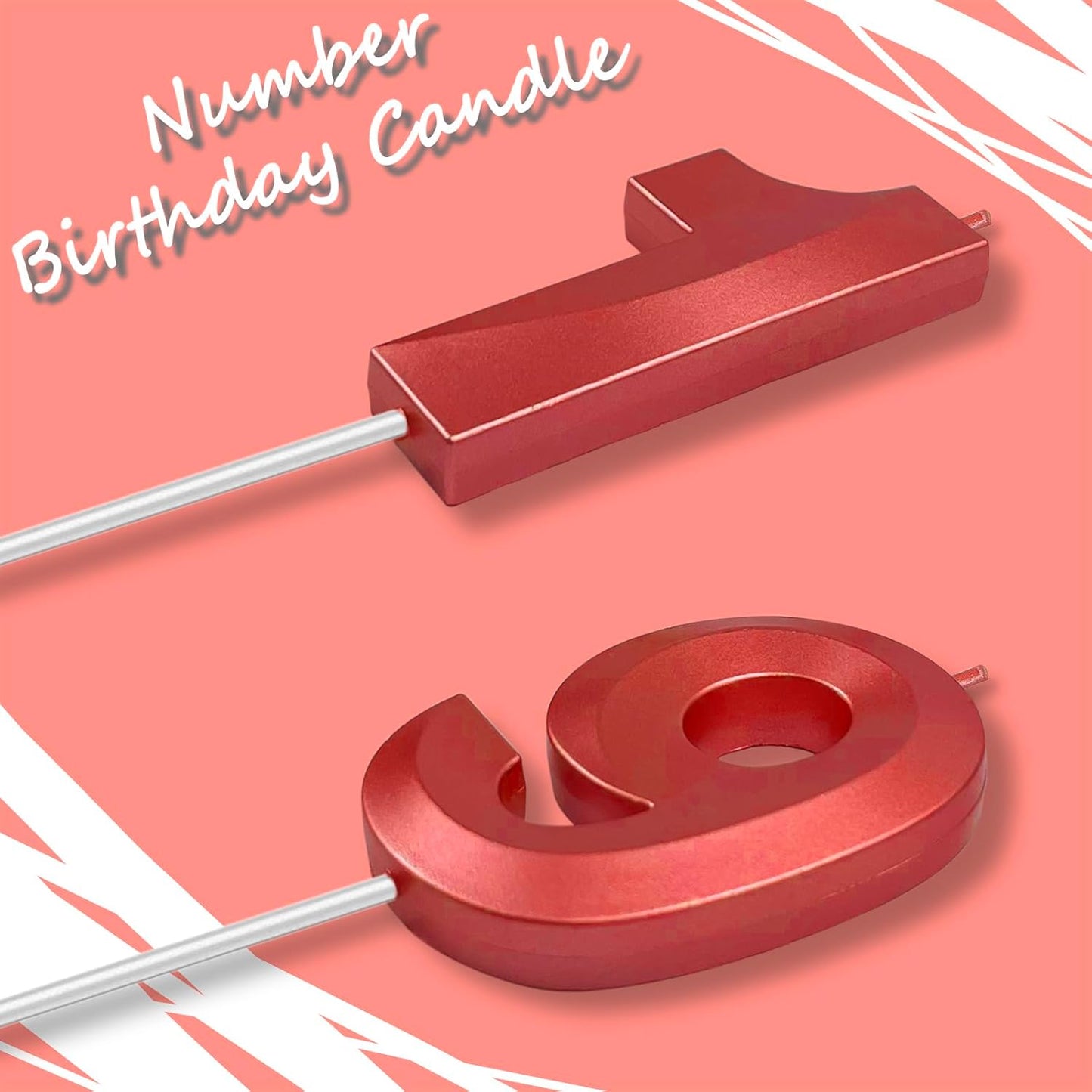 Red Number 19 Candles, 3D Diamond 2.76 Inch Cake Topper Birthday Candles for Wedding Anniversary Cake Decorations, Happy Birthday Party Decorations