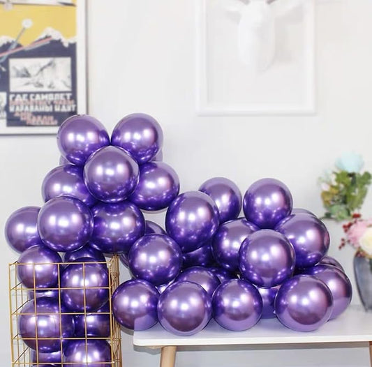 50 Pcs 12 Inch Metallic Purple Balloons, Chrome Purple Latex Balloons for Party Decorations, Shiny Bright Purple Balloons for Girls Birthday, Wedding, Baby Shower, Lavender Theme Party