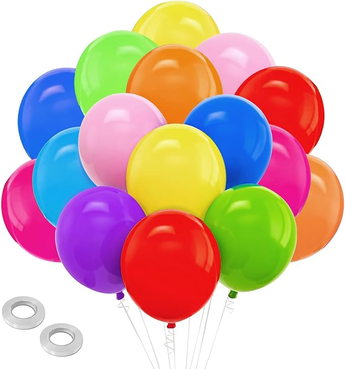 Assorted Color Balloons,100pcs Rainbow Latex Balloon Arch Kit 12 inch Pastel Balloons for Happy Birthday Party Supplies, Weddings, Baby Showers Decor, Fiesta Party Decorations