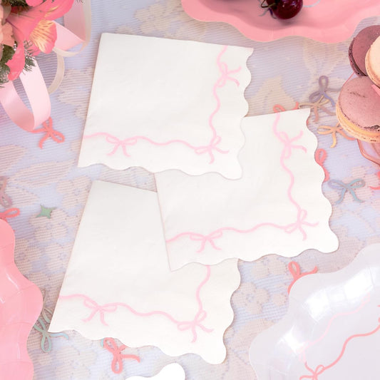 xo, Fetti Pink Bow Napkins - 3-ply, 25 pcs | Baby Shower Decorations, Spring Girl Birthday, Girls Just Wanna Be One, Tying the Knot Party Favors, Coquette Graduation, Bachelorette Decor