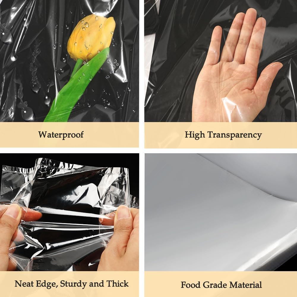 Cellophane Bags, 5 PCS Clear Gift Bags 30 x 40 Inch Large Cellophane Wrap for Gift Baskets, Cello Bag Clear Basket Bag Plastic Gifts Bag for Wedding Baby Shower Birthday Christmas Graduation Gift