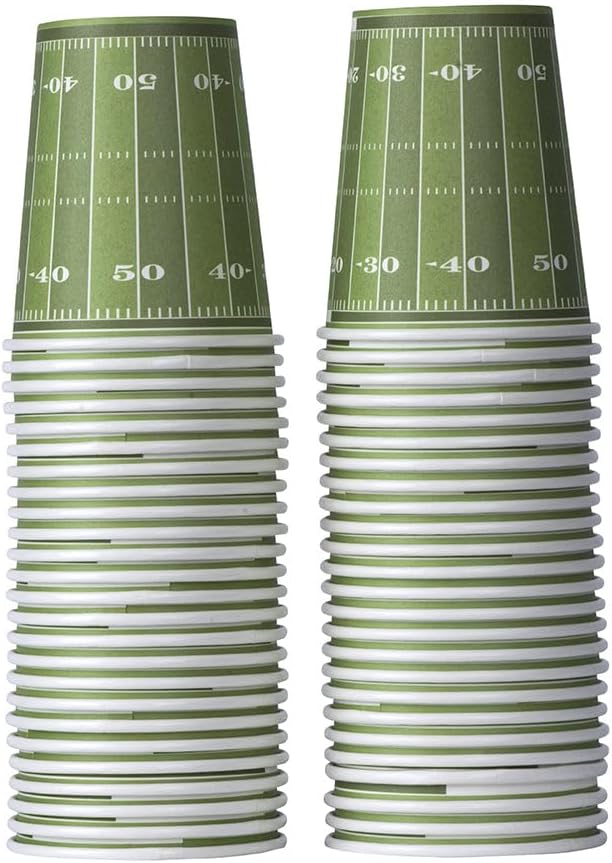 Hammont Football Cups- 9oz Disposable Foot Ball Cups - Football Themed Decorations - Birthday | Football Party Supplies (50 Pack)