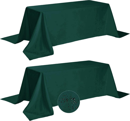 Fokitut 2 Pack Waterproof Rectangle Tablecloth, 90x156 Inch,Stain Resistant and Wrinkle Polyester Table Cloth, Fabric Table Cover for Kitchen Dining, Wedding, Party, Holiday Dinner-Hunter