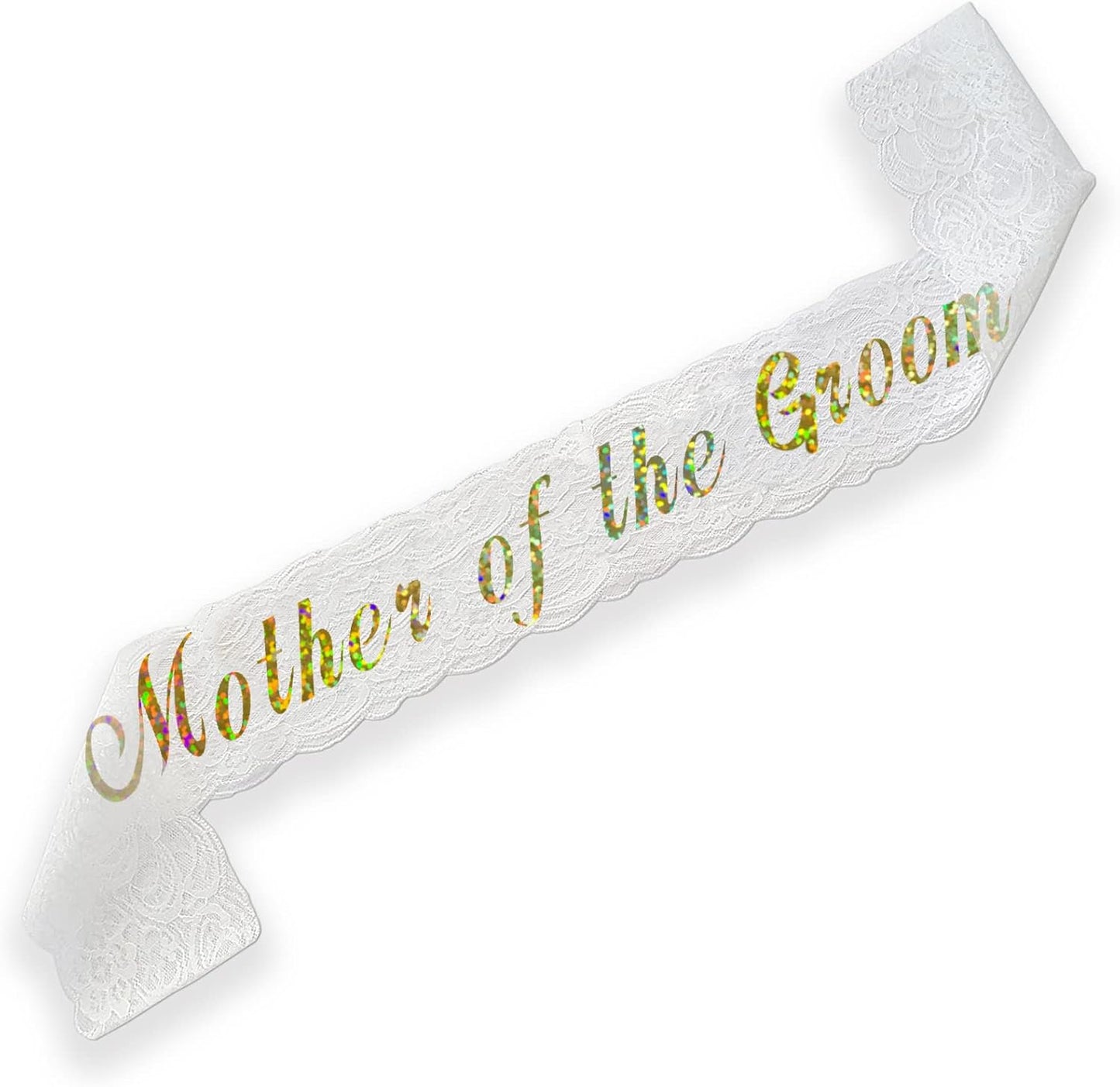 HAPRTY Mother of The Groom Sash, White Lace Bachelorette Party Sash for Bridal Shower Engagement Party Supplies and Accessories for Groom's Mother