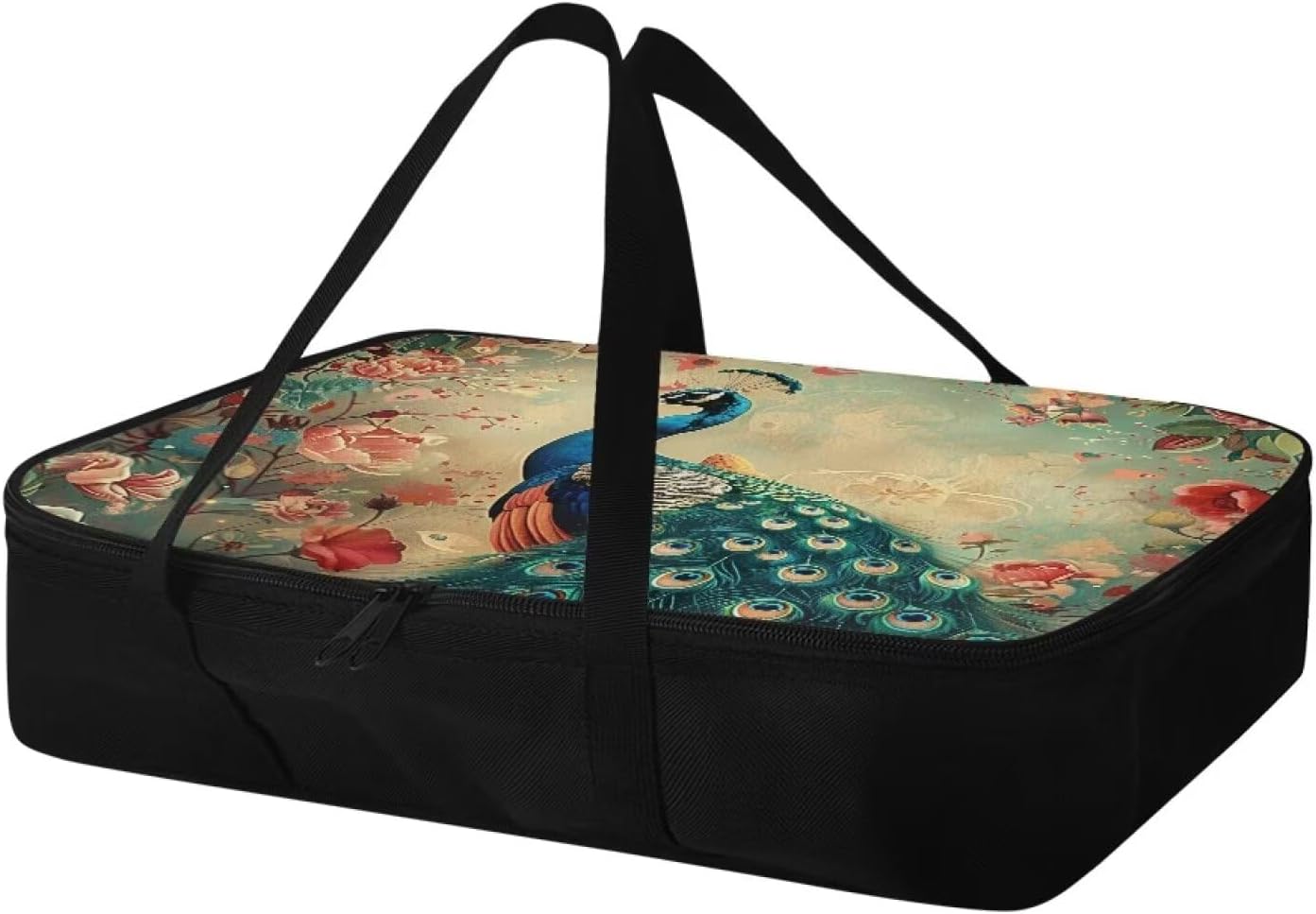 Peacock Insulated Casserole Carriers Portable Food Warmer for Hot or Cold Food Lasagna Holder Tote Casserole Dish Carrying Case Fits 11 x 15 or 9 x 13 Baking Dish