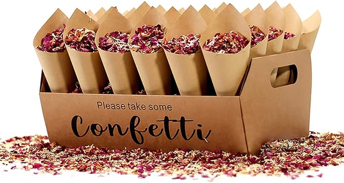 Party Confetti Natural Dried Flower Petals, 12 Packs Biodegradable Confetti Real Rose Petals for Wedding and Party Decoration
