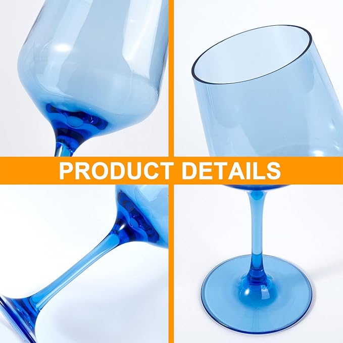 KOXIN-KARLU Unbreakable Classic 18 ounce All-Purpose Plastic Stem Wine Glasses Acrylic Glasses, set of 8 Multicolor