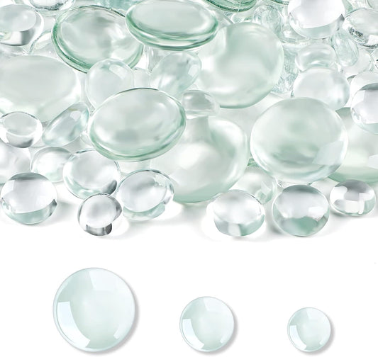 Honeydak 600 Pcs Flat Glass Marbles for Vases Glass Pebbles Floral Fish Tank Rocks for Vases Table Scatter Aquarium Decor (2.4LB) (Clear)